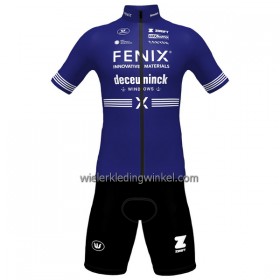 Set Fietsshirt + Korte Koersbroek 2023 Fenix-Deceuninck Donkerblauw
